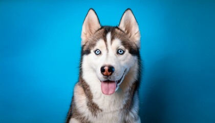 Fototapeta premium Siberian Husky dog ​​on colored background