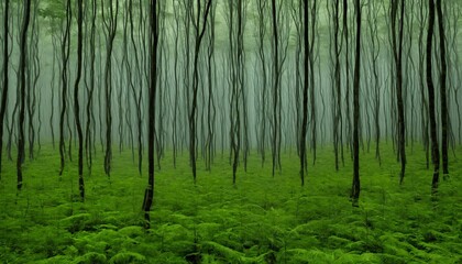 Obraz premium Green Forest Silhouette