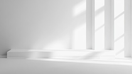 Obraz premium Bright, minimalist white background with subtle texture and smooth surface, creating a serene and beautiful space for modern designs
