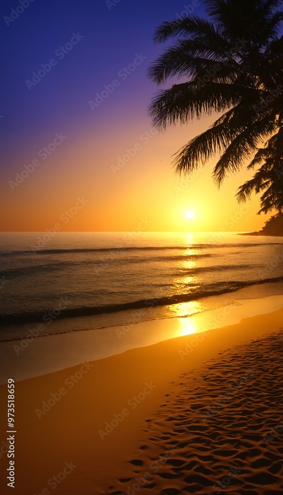 Sticker Sunset Beach Background