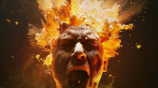 A Man's Head Exploding in a Burst of Fire and Smoke