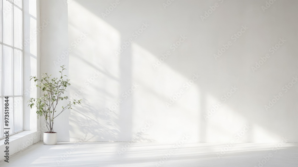Poster crisp and clean white background with soft lighting and subtle texture, creating a serene and elegan