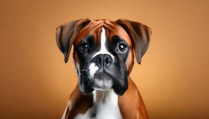 boxer dog on colored background