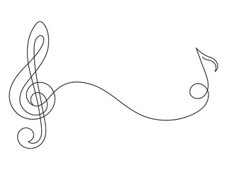 Continuous one line drawing of musical note. Musical note illustration eps 10