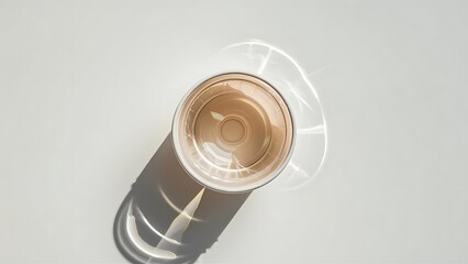 Top view of plastic disposable cup isolated on white