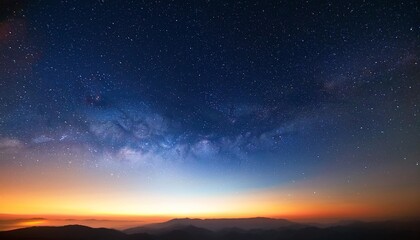 sea of stars with dark blue and orange sky