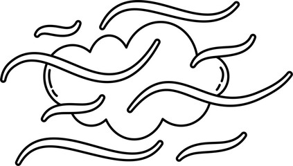 Foggy weather doodle line art element. Good for learning forecast vocabulary