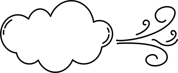 Windy weather doodle line art element. Good for learning forecast vocabulary