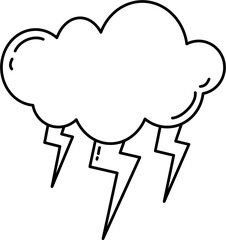 Lightning weather doodle line art element. Good for learning forecast vocabulary