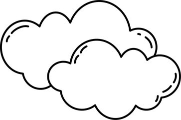 Cloudy weather doodle line art element. Good for learning forecast vocabulary