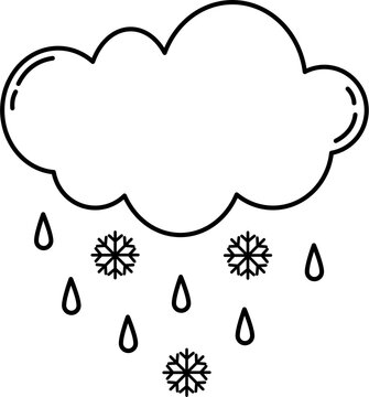cloud raining snow black and white clip art preview