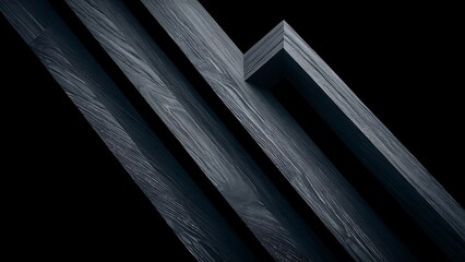 Obraz premium Dark grey striped wooden material on black