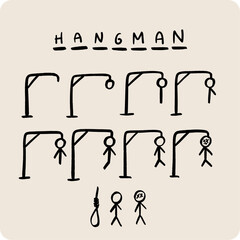 Hand drawing hangman game black doodle 