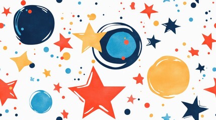 Obraz premium Circular seamless pattern featuring an abstract motif with spots and stars Handmade design with ample copy space