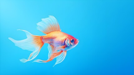 goldfish isolated on blue background.