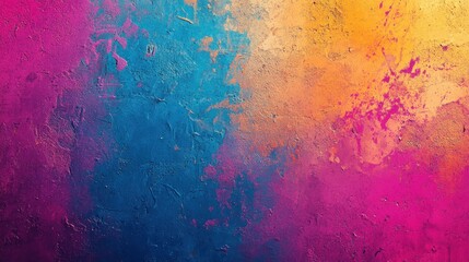 Fototapeta premium Abstract grunge background with blue, pink, and yellow colors on a textured surface.