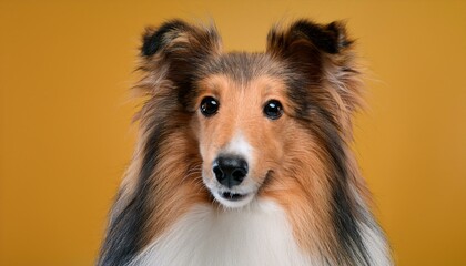 Fototapeta premium Shetland Sheepdog dog on colored background