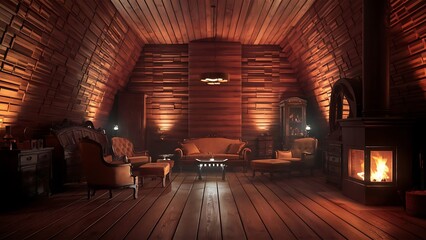 Wooden panel wall interior background