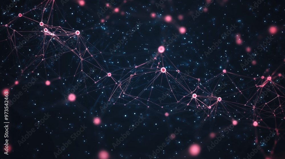 Poster abstract background featuring interconnected glowing neurons in a black setting