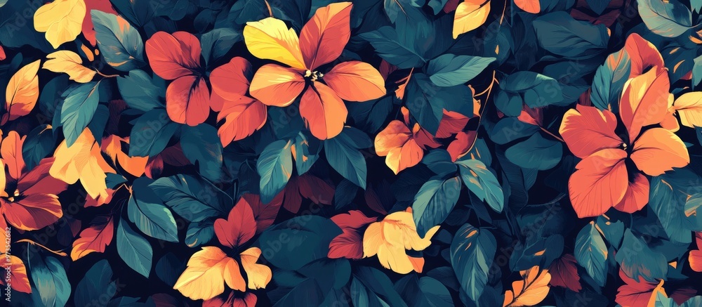 Poster close up of pixelated floral print ideal for editorial and business use