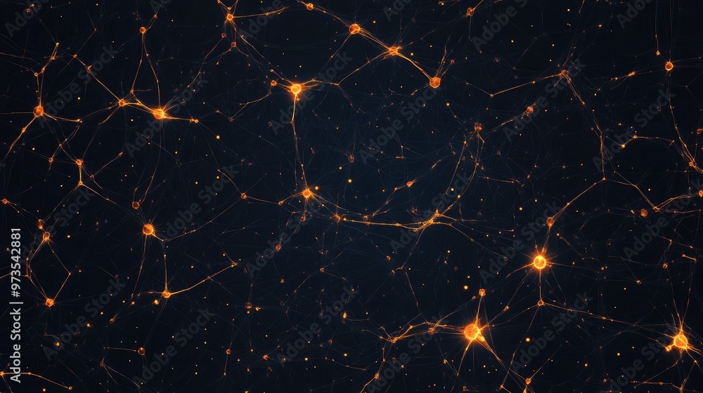 Poster abstract background featuring interconnected glowing neurons in a black setting
