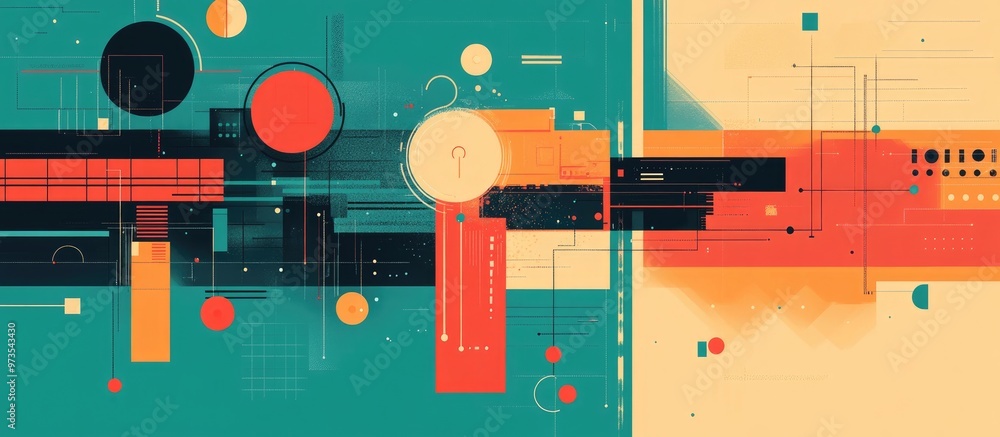 Aufkleber abstract technological background featuring various processes