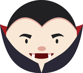 Cute little dracula smiling showing fangs wearing black cape