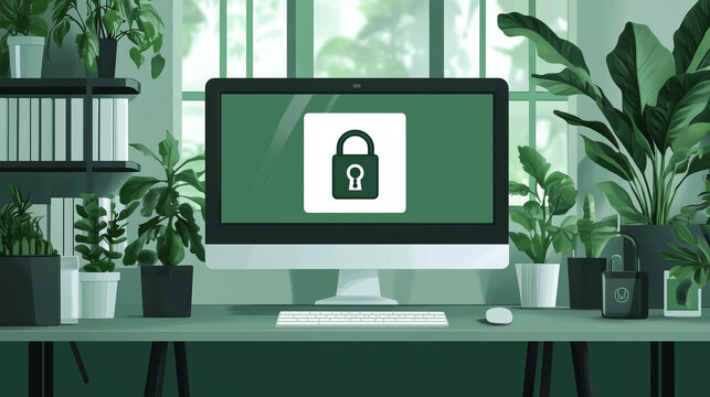 A secure HTTPS connection visualized with a padlock and green address bar, ensuring safe web browsing.