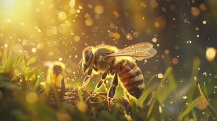 Naklejka premium Organic Beekeeping: A method that eschews synthetic treatments, ensuring the purity of honey and promoting bee health through natural, eco-friendly beekeeping techniques. 