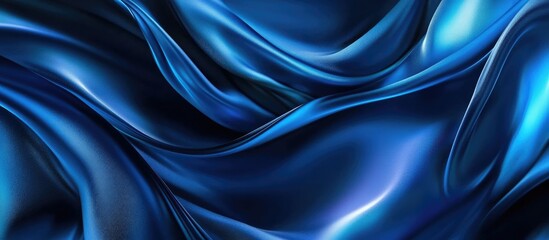 Obraz premium Stunning blue silk liquid art design featuring a flowing gradient enhanced with creative effects and shadows for a captivating background