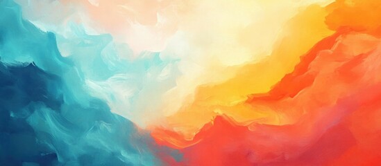 Abstract oil painting with a vibrant colored background Impressionistic style and modern surrealism create a striking design Ideal for wall decor or as a hand drawn texture template