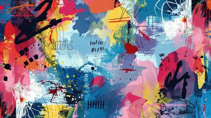 Abstract painting with vibrant colors and bold strokes