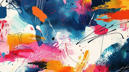 Abstract Painting with Vibrant Colors and Bold Strokes