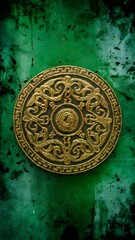 Obraz premium Grunge green background with ancient ornament