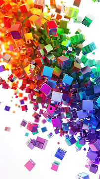 abstract colorful cubes geometric art design vibrant multicolor digital pattern texture 3d modern creative dynamic bright background gradient technology visual 