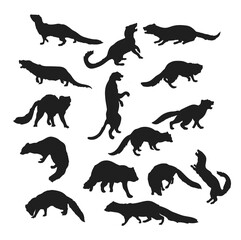 Mongoose silhouette illustration, Vector ground squirrel