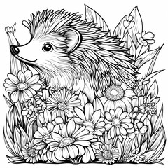 Cute hedgehog coloring page for kids, ideal for creative learning fun.