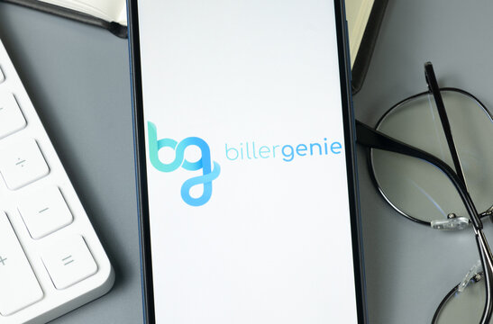 New York, USA - 30 August 2024: Biller Genie Logo on Phone Screen, Company Icon on Display