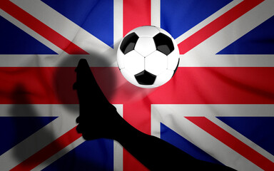 Fototapeta premium United States National Flag with Football. Football Isolated on United States Flag Background with Kick. UK, Soccer, Football Championship, Vector, Isolated, Background