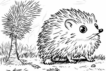 Cute hedgehog coloring page for kids, ideal for creative learning fun.