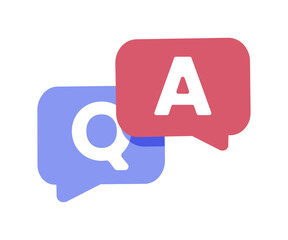 Question and answer icon in comic style. Discussion speech bubble vector cartoon illustration pictogram. Question