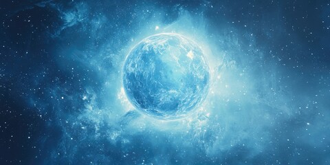 Fototapeta premium Abstract light blue cosmic background featuring an ice covered planet Ideal space for your design showcasing a beautiful texture with themes of astrology and science