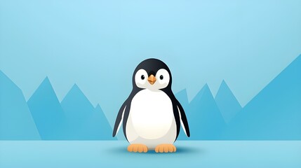 Obraz premium penguin on the blue ice background.
