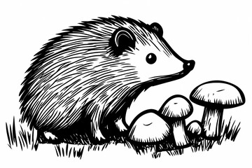 Obraz premium Cute hedgehog coloring page for kids, ideal for creative learning fun.