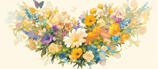 Fototapeta premium Artistic depiction of a floral bouquet featuring a heart shaped sign