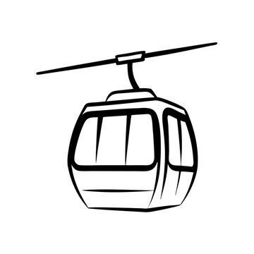 recommend clip art: Cable Car in Black and White Vector Illustration
