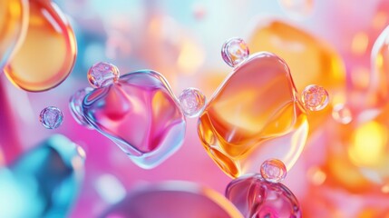 Fototapeta premium Abstract colorful liquid background with iridescent bubbles.