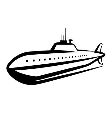 recommend clip art: Submarine Side View in Black and White Vector Illustration