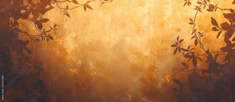 Poster abstract painting of leaf shadows and light with a blurred backdrop natural leaf branch silhouettes 
