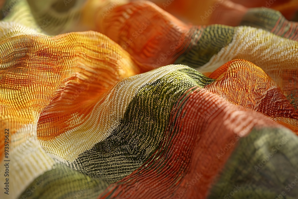 Poster abstract background of colorful chiffon fabric with wavy texture